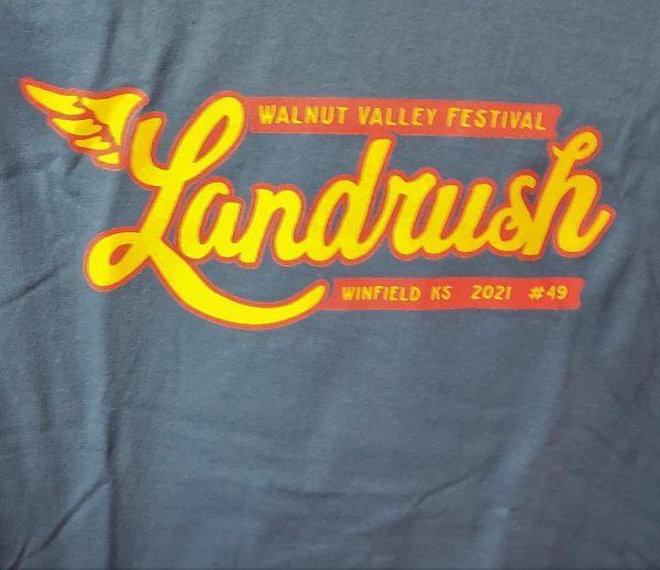 Official 2021 Walnut Valley Festival Landrush T-Shirt (Blue or Red) - Image 3